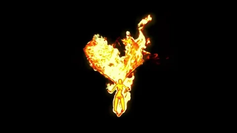 Demon Woman Wings Fire Alpha Matte 3D Rendering Animation Stock Footage 80926385