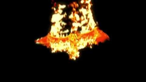 Demon Woman Wings Fire Alpha Matte Front 3D Rendering Animation Stock Footage 80927005