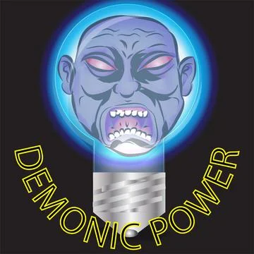 Demonic Monster Inside A Light Bulb Vector Illustration Stock Illustration