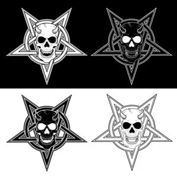 Demonic Skull Design and Five Pointed Interlace Stock Illustration