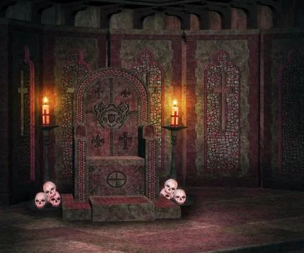 Demonic throne castle backdrop Illustrazione stock