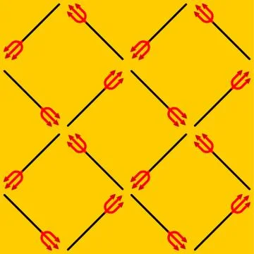Demon's trident pattern seamless. Satan's weapon background 스톡 일러스트