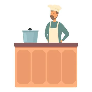 Demonstrate cook icon cartoon vector. Cooking class Illustrazione stock