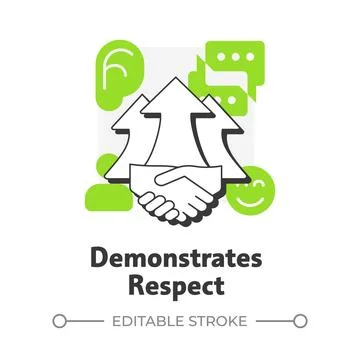 Demonstrates respect flat outline concept icon Stock Illustration