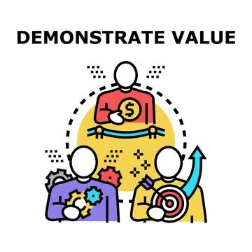 Demonstrating business value and achieving success concepts Stock Illustration