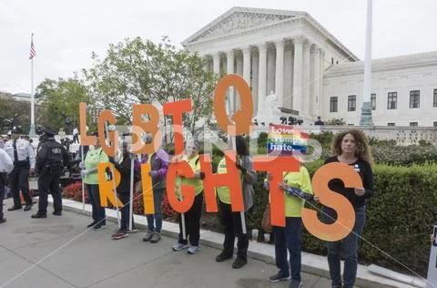 Demonstrating for LGBT rights at Supreme Court Washington DC ~ Hi Res