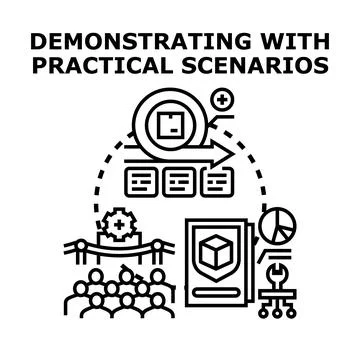 Demonstrating product development with practical scenarios Stock Illustration