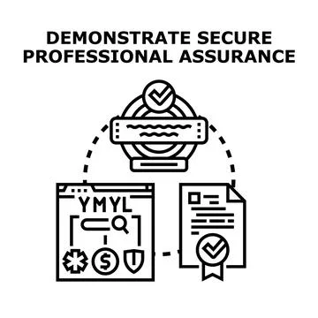 Demonstrating secure professional assurance and online content quality Stockillustratie