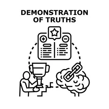 Demonstrating truths, reasoning, and critical thinking concepts Stock Illustration