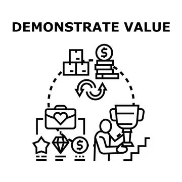 Demonstrating value and achieving business success concept Stock Illustration