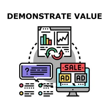 Demonstrating value with data analysis and marketing strategy Stock Illustration