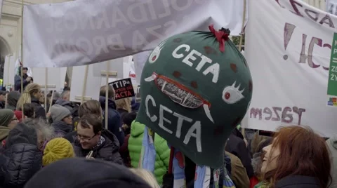 DEMONSTRATION AGAINST CETA, TTIP Stock Footage 68675622