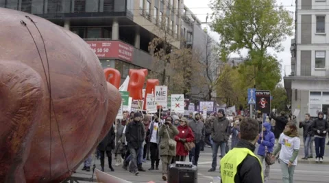 DEMONSTRATION AGAINST CETA, TTIP Stock Footage 68675640