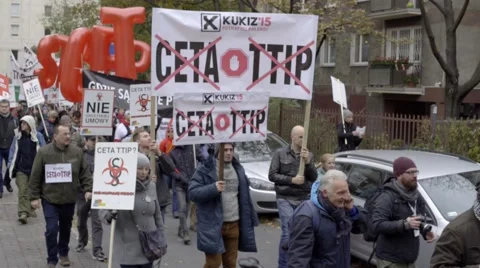 DEMONSTRATION AGAINST CETA, TTIP Stock Footage 68675642