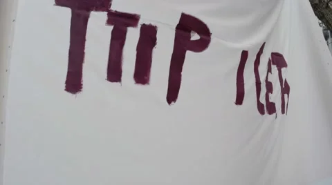 DEMONSTRATION AGAINST CETA, TTIP Stock Footage 68675646