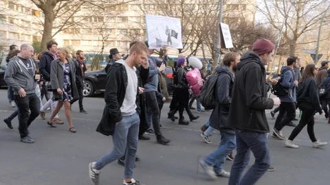 Demonstration against EU Internet copyright reform in Berlin Germany Video stock 119022082