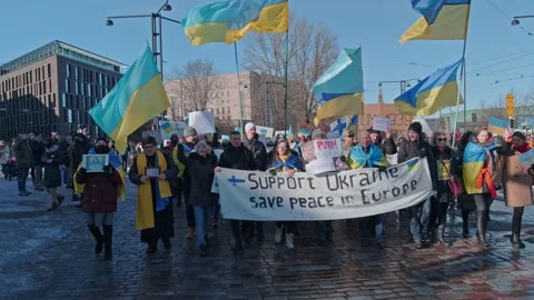 Demonstration against the Russian aggression in Ukraine Stock Footage 171134591