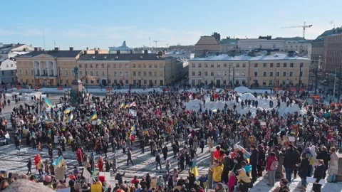 Demonstration against the Russian aggression in Ukraine Stock Footage 171134895