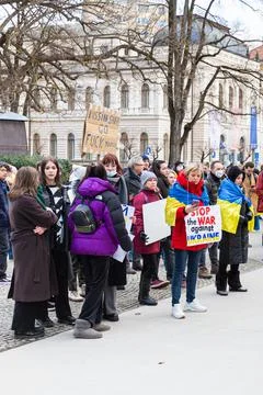 The demonstration and protest in support of Ukraine Stock Photos