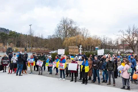 The demonstration and protest in support of Ukraine Stock Photos