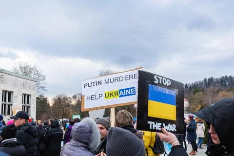 The demonstration and protest in support of Ukraine Stock Photos