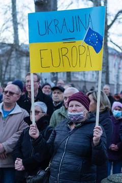The demonstration and protest in support of Ukraine Stock Photos
