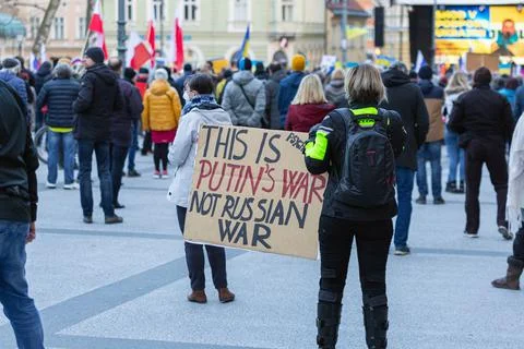 The demonstration and protest in support of Ukraine Stock Photos