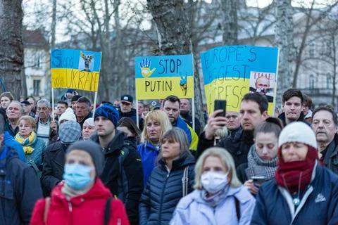 The demonstration and protest in support of Ukraine Stock Photos