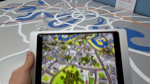 Demonstration of augmented reality layout Stock Footage 107338038