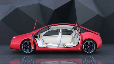 Demonstration of autonomous electric car Video stock 75742677