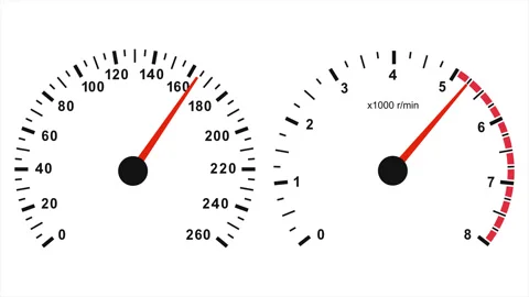 Demonstration of blinking functioning speedometer in car. 4k animation Video stock 211104020