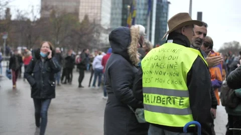 Demonstration Brussels Covid 19 CST Stock Footage 165592453