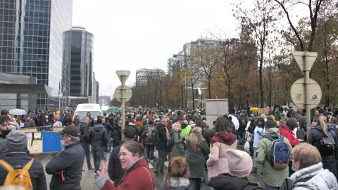 Demonstration Brussels Covid 19 CST Stock Footage 165592489