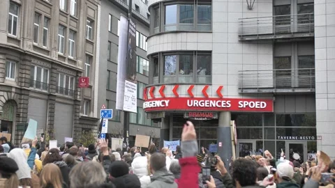 Demonstration Brussels Covid 19 CST Stock Footage 165592776