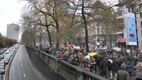 Demonstration Brussels Covid 19 CST Stock Footage 165592832