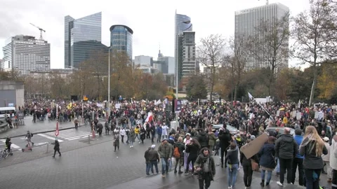 Demonstration Brussels Covid 19 CST Stock Footage 165592875