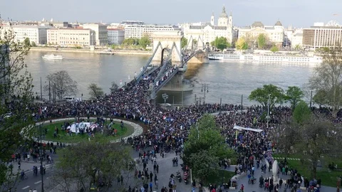 Demonstration in Budapest Stock Footage 75341352