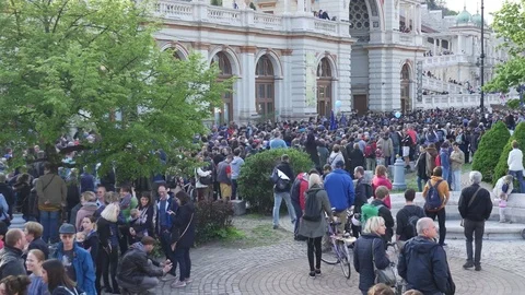 Demonstration in Budapest Stock Footage
