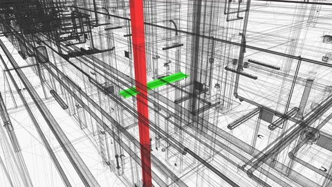 Demonstration of the clash of MEP systems of BIM models Stock Footage 128057025