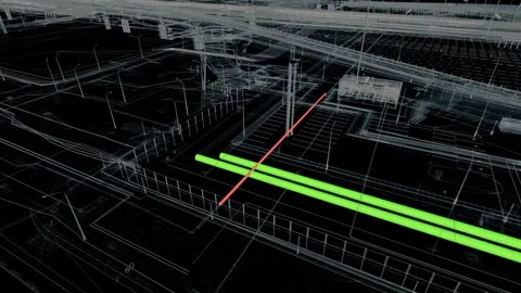 Demonstration of the clashes of utilites systems of BIM models of infrastructure 库存影片 158334775