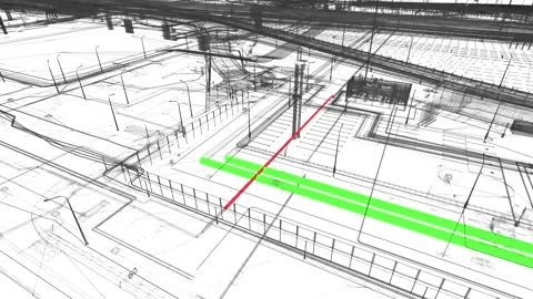 Demonstration of the clashes of utilites systems of BIM models of infrastructure 库存影片 158334777