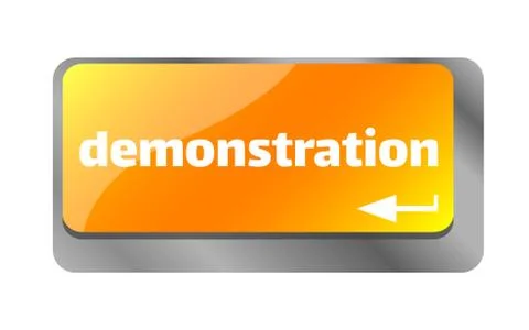 Demonstration . Close up of keyboard, enter computer key. Stock Illustration