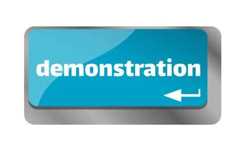 Demonstration . Close up of keyboard, enter computer key. Stock Illustration