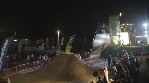 Demonstration Complex Extreme Stunts by Athlete on the Bmx Bike. the Dirt Stock Footage 61619392