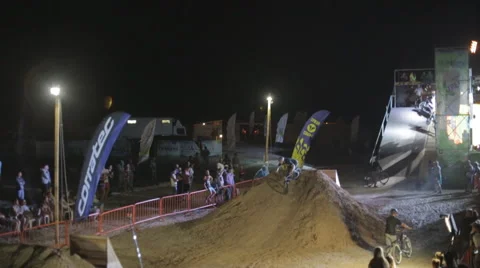 Demonstration Complex Extreme Stunts by Athlete on the Bmx Bike. the Dirt Stock Footage 61619552