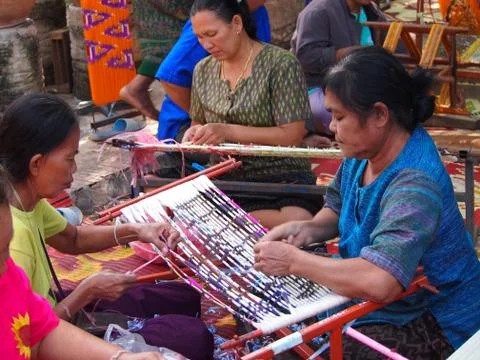 Demonstration of cotton pattern making Stock Photos