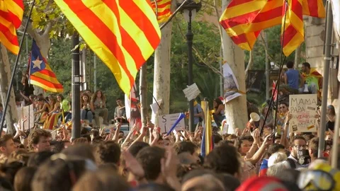 Demonstration Crowd supporting Referendum and Independence Stock Footage 80255774