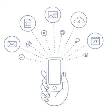 Demonstration display of a mobile phone Stock Illustration