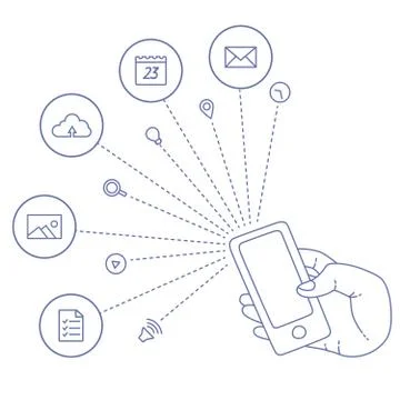 Demonstration display of a mobile phone Stock Illustration