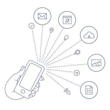 Demonstration display of a mobile phone Stock Illustration